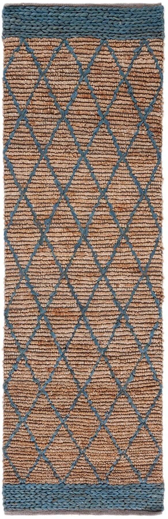Natural Fiber 951 Hand Loomed 80% Jute, 20% Cotton Natural Fiber Rug Natural / Navy 80% Jute, 20% Cotton NF951N-9
