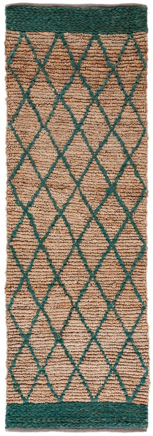 Natural Fiber 951 Hand Loomed 80% Jute, 20% Cotton Natural Fiber Rug Natural / Dark Green 80% Jute, 20% Cotton NF951X-9