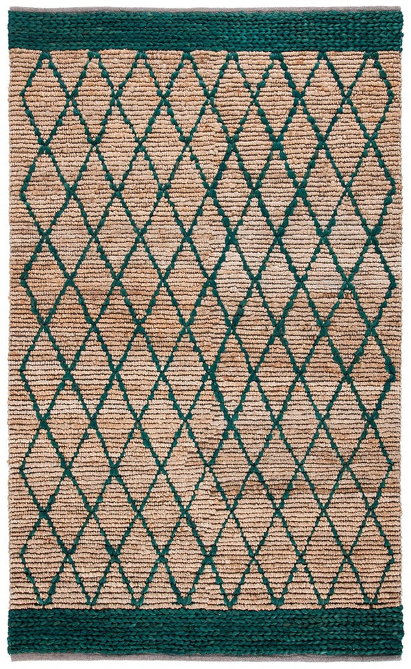 Natural Fiber 951 Hand Loomed 80% Jute, 20% Cotton Natural Fiber Rug Natural / Dark Green 80% Jute, 20% Cotton NF951X-9