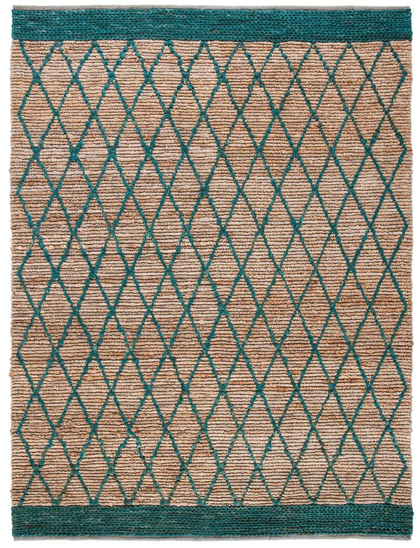 Natural Fiber 951 Hand Loomed 80% Jute, 20% Cotton Natural Fiber Rug Natural / Dark Green 80% Jute, 20% Cotton NF951X-9