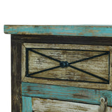 Noble House Meader Boho Handmade Distressed Mango Wood 39 Inch Sideboard, Multicolored