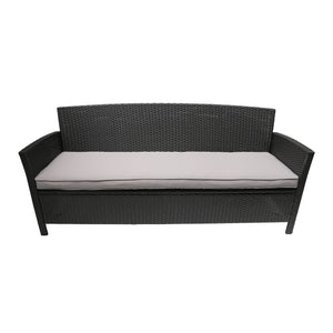 St. Lucia Outdoor Wicker 3 Seater Sofa, Gray Noble House