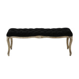 Tassia Traditional Button Tufted Velvet Bench, Natural and Black Noble House