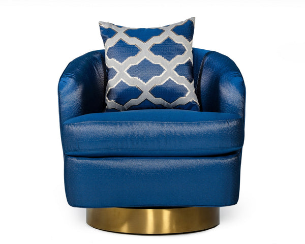 VIG Furniture Modrest Niagra - Glam Blue and Gold Fabric Accent Chair VGODZW-981