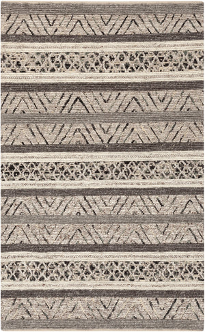 Nico NIC-7001 Global Wool, Viscose Rug NIC7001-69 Charcoal, Black, Medium Gray, Ivory, Emerald 60% Wool, 40% Viscose 6' x 9'