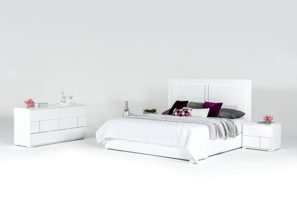VIG Furniture Queen Modrest Nicla Italian Modern White Bed VGACNICLA-BED-Q