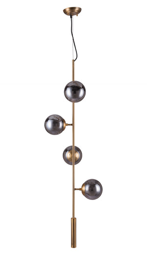 Zuo Modern Zatara Steel, Glass Modern Commercial Grade Ceiling Lamp Brass, Black Steel, Glass
