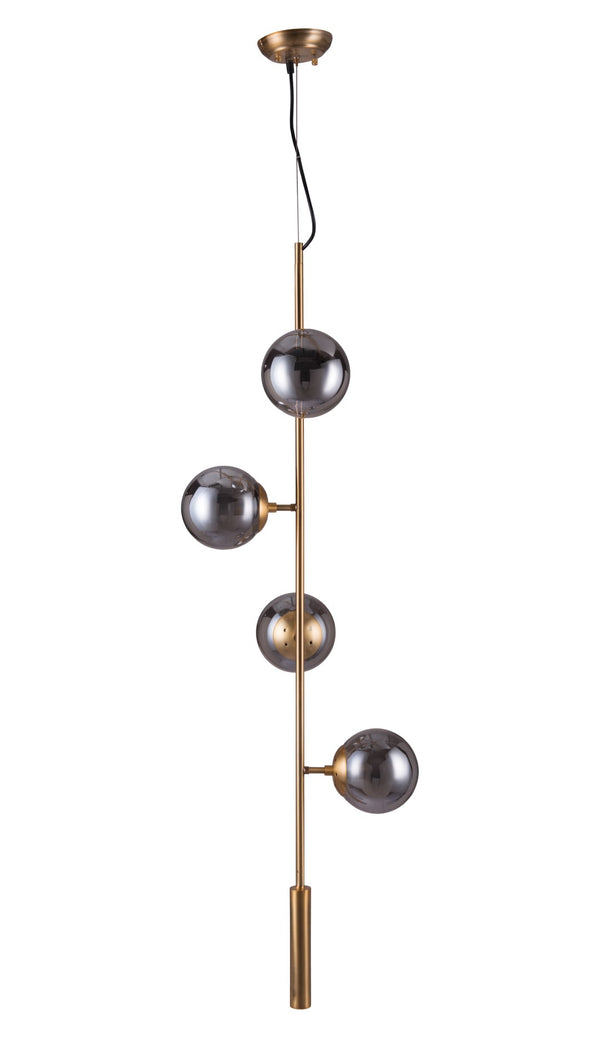 Zuo Modern Zatara Steel, Glass Modern Commercial Grade Ceiling Lamp Brass, Black Steel, Glass