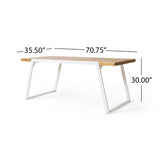 Noble House Gaylor Outdoor Modern Acacia Wood Dining Table, Teak and White