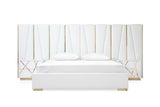 VIG Furniture Modrest Nixa - Queen Modern White +  Gold Bed + Nightstands VGVCBD1909-BLK-BED-2NS-SET-Q