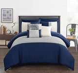 Osnat Navy Queen 10pc Comforter Set