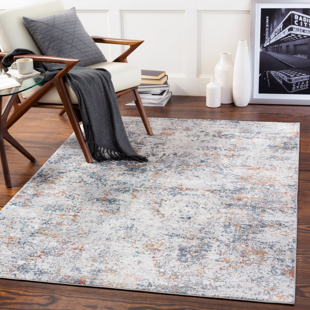 Norland NLD-2305 Modern Polypropylene, Polyester Rug NLD2305-912 Light Gray, Charcoal, Cream, Burnt Orange, Camel 70% Polypropylene, 30% Polyester 9' x 12'