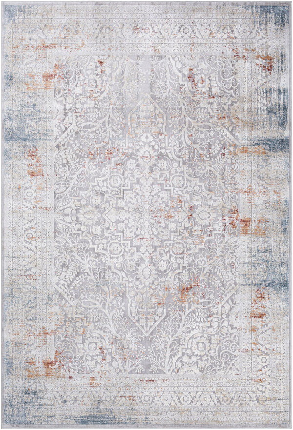 Norland NLD-2316 Traditional Polypropylene, Polyester Rug NLD2316-6796 Medium Gray, Cream, Beige, Camel, Burnt Orange, Dark Blue, Denim 70% Polypropylene, 30% Polyester 6'7" x 9'6"