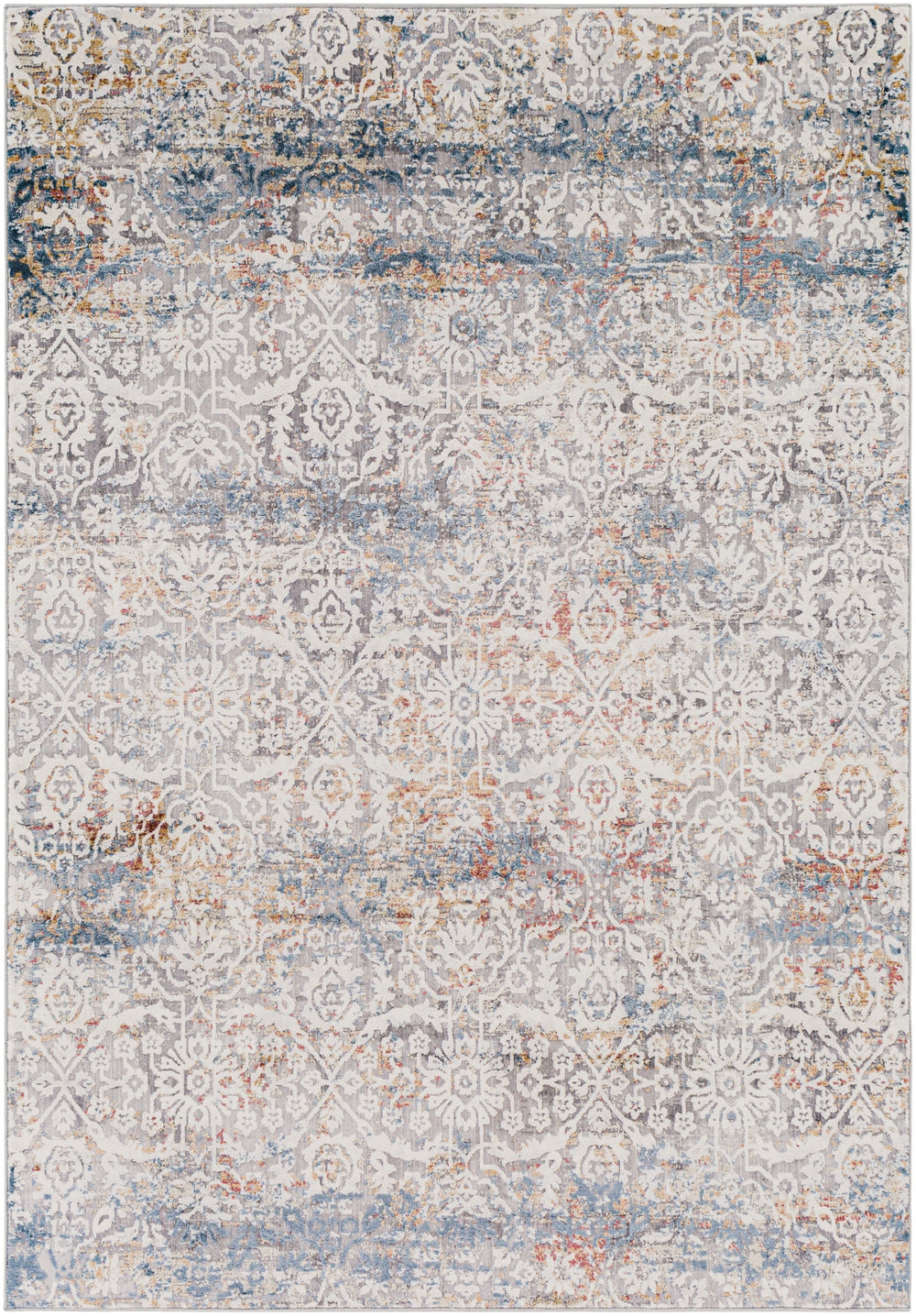 Norland NLD-2319 Traditional Polypropylene, Polyester Rug NLD2319-912 Medium Gray, Cream, Dark Blue, Denim, Camel, Burnt Orange, Khaki 70% Polypropylene, 30% Polyester 9' x 12'