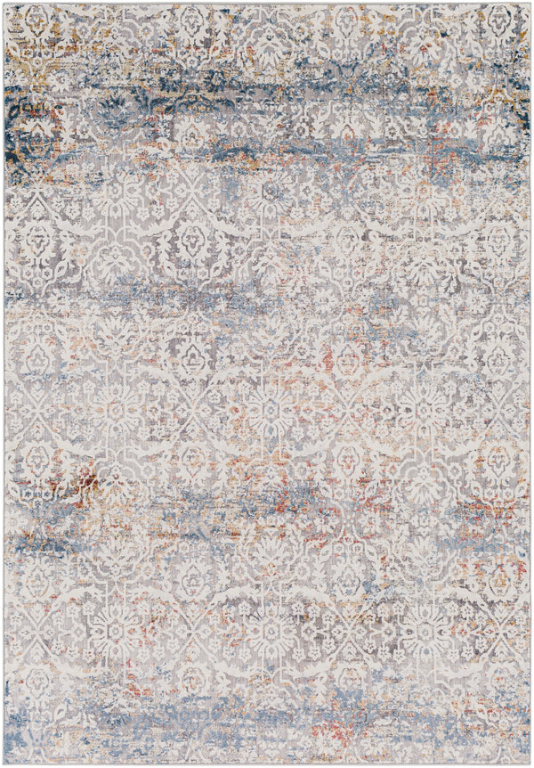 Norland NLD-2319 Traditional Polypropylene, Polyester Rug NLD2319-912 Medium Gray, Cream, Dark Blue, Denim, Camel, Burnt Orange, Khaki 70% Polypropylene, 30% Polyester 9' x 12'