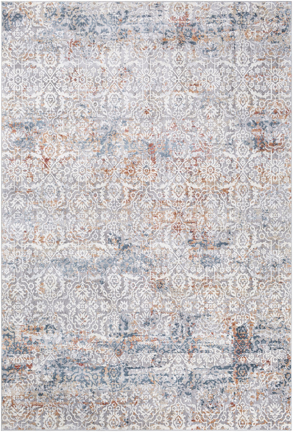 Norland NLD-2319 Traditional Polypropylene, Polyester Rug NLD2319-6796 Medium Gray, Cream, Dark Blue, Denim, Camel, Burnt Orange, Khaki 70% Polypropylene, 30% Polyester 6'7" x 9'6"