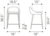 English Elm EE2956 100% Polyester, Plywood, Steel Mid Century Commercial Grade Counter Chair Set - Set of 2 Graphite, Chrome 100% Polyester, Plywood, Steel