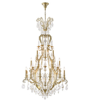 Bethel Antique Brass Chandelier in Metal & Crystal