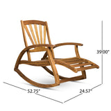 Sunview Outdoor Rustic Acacia Wood Recliner Rocking Chair with Side Table, Teak Noble House