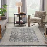 Nourison kathy ireland Home Malta MAI07 Vintage Machine Made Power-loomed Indoor only Area Rug Navy 5'3" x 7'7" 99446375919