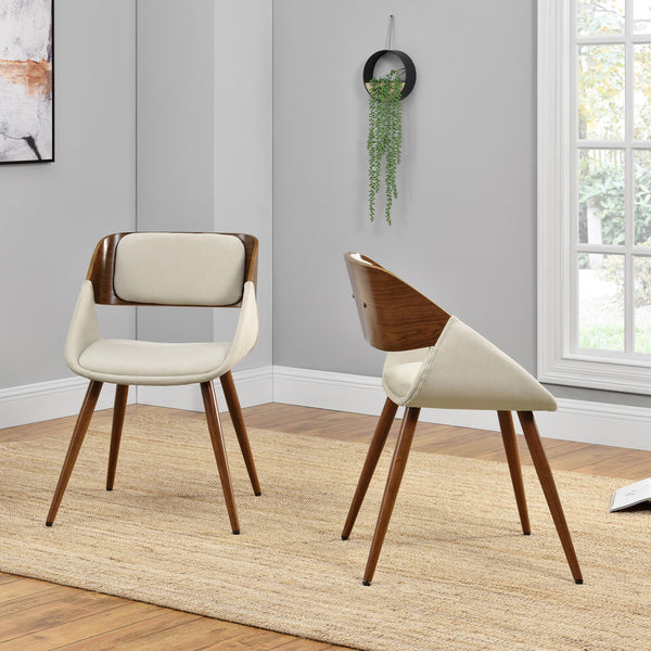 Cyprus Dining Chair - Chic Mid-Century Design with Comfortable Cushions and Stylish Bent Wood Frame