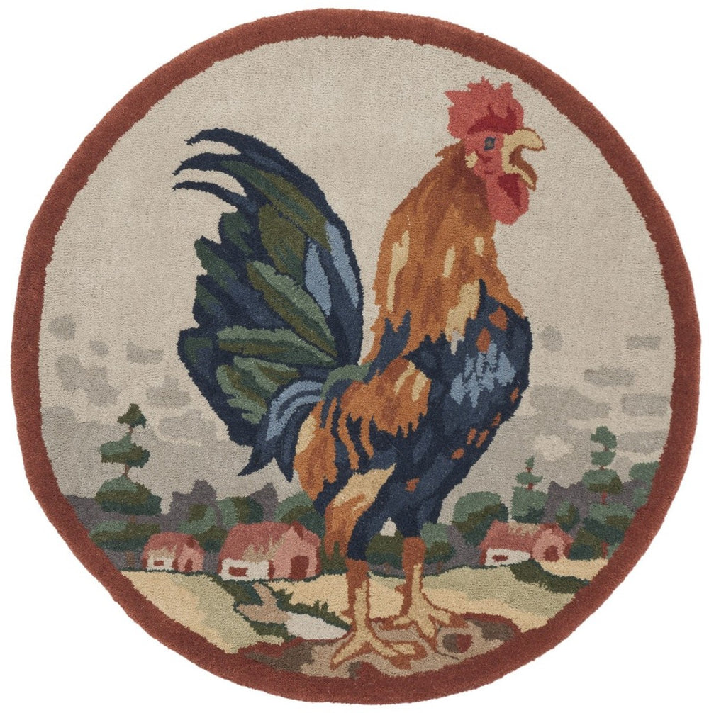 Novelty Nov253  Hand Tufted Wool Pile Rug Ivory / Rust