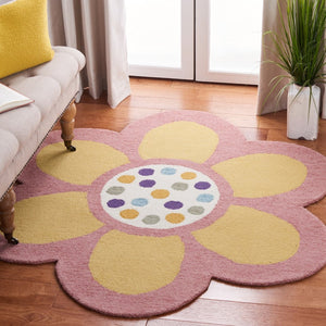 Novelty 608 Contemporary Hand Tufted 100% Wool Pile Rug Pink / Yellow