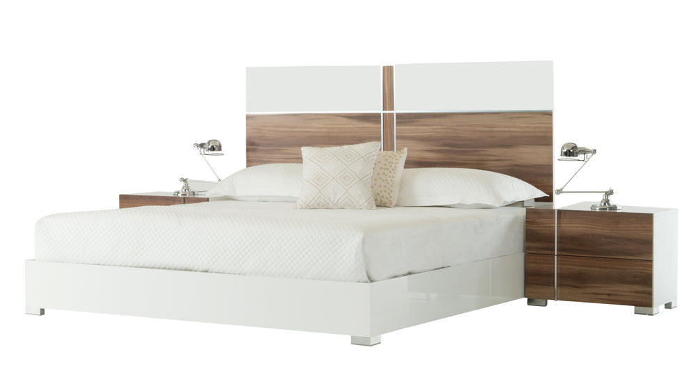 VIG Furniture Eastern King Nova Domus Giovanna Italian Modern White and Cherry EK Bed VGACGIOVANNA-BED-EK