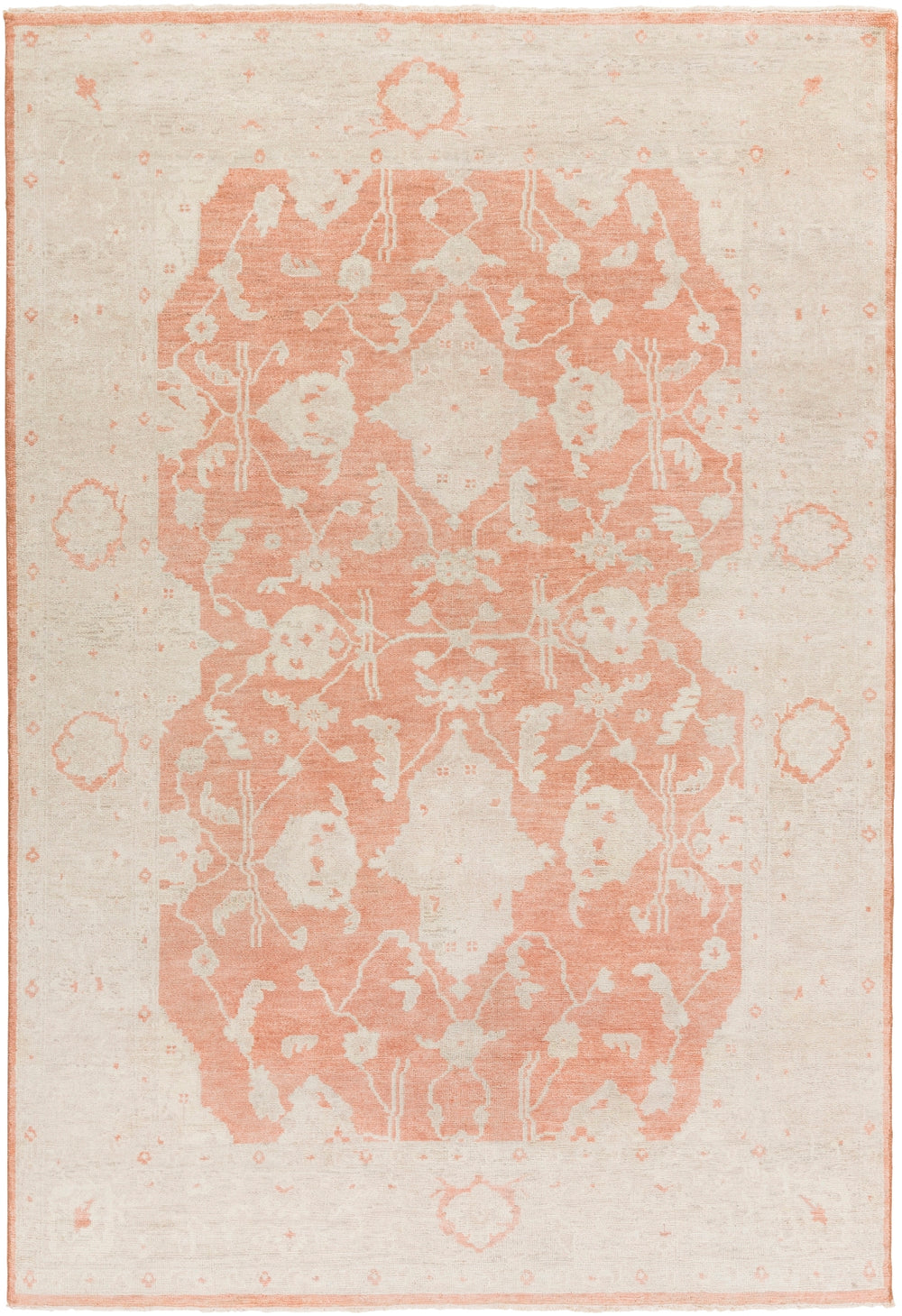 Normandy NOY-8000 Traditional Wool Rug NOY8000-913 Ivory, Khaki, Rose 100% Wool 9' x 13'