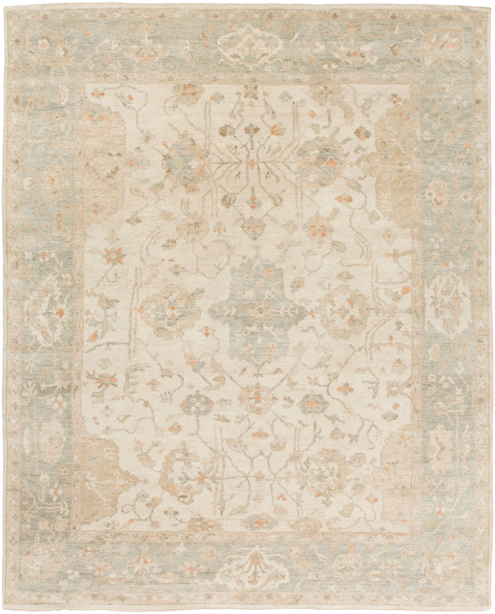 Normandy NOY-8002 Traditional Wool Rug NOY8002-913 Ivory, Khaki, Beige, Wheat, Camel 100% Wool 9' x 13'