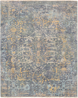 Normandy NOY-8005 Traditional Wool Rug NOY8005-810 Denim, Sage, Bright Yellow, Aqua, Taupe, Khaki 100% Wool 8' x 10'