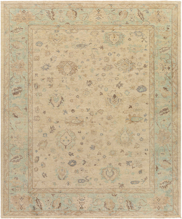 Normandy NOY-8010 Traditional Wool Rug NOY8010-810 Seafoam, Cream, Dark Brown, Tan, Butter, Denim 100% Wool 8' x 10'
