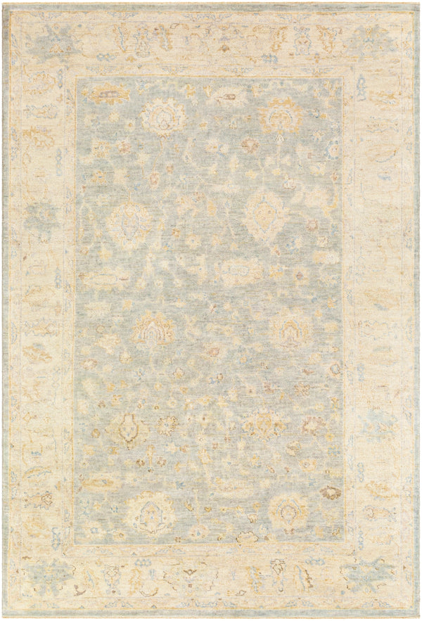 Normandy NOY-8011 Traditional Wool Rug NOY8011-913 Ivory, Light Gray, Aqua, Camel, Wheat 100% Wool 9' x 13'