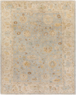 Normandy NOY-8011 Traditional Wool Rug NOY8011-810 Ivory, Light Gray, Aqua, Camel, Wheat 100% Wool 8' x 10'
