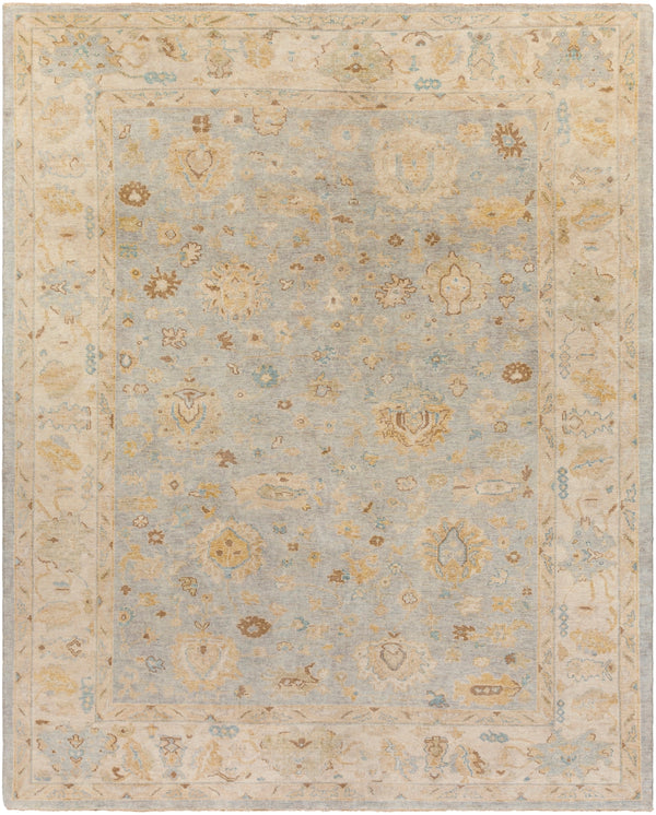 Normandy NOY-8011 Traditional Wool Rug NOY8011-810 Ivory, Light Gray, Aqua, Camel, Wheat 100% Wool 8' x 10'