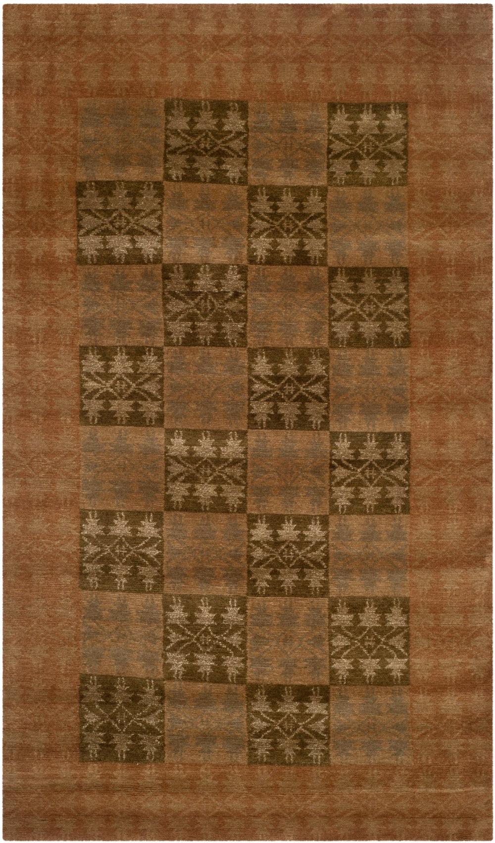 NP334 Hand Knotted Silk and Wool Rectangle Rug from Nepal - Luxurious, Unique Home Accent Decor