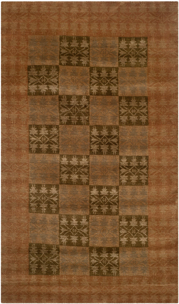 NP334 Hand Knotted Silk and Wool Rectangle Rug from Nepal - Luxurious, Unique Home Accent Decor