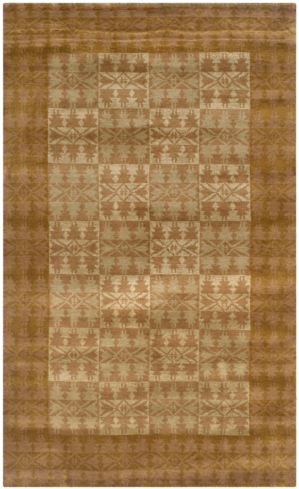 NP334 Hand Knotted Silk and Wool Rectangle Rug from Nepal - Luxurious, Unique Home Accent Decor