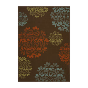 Noble House Henley Indoor/ Outdoor Floral 5 x 8 Area Rug, Brown and Blue
