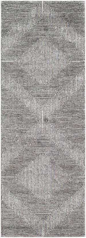 Nepali NPI-2316 Modern Polypropylene, Polyester Rug NPI2316-2773 Black, Medium Gray, Cream 85% Polypropylene, 37% Polyester 2'7" x 7'3"