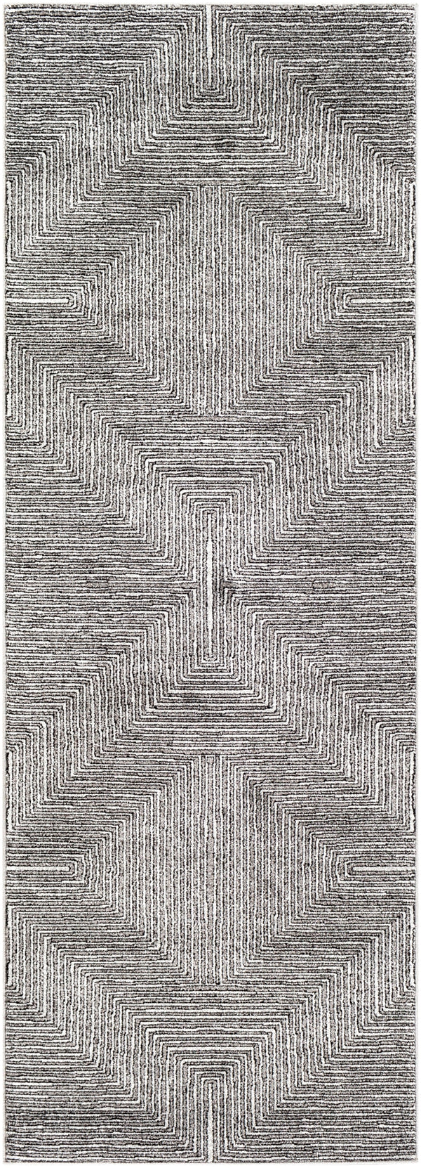 Nepali NPI-2316 Modern Polypropylene, Polyester Rug NPI2316-2773 Black, Medium Gray, Cream 85% Polypropylene, 37% Polyester 2'7" x 7'3"