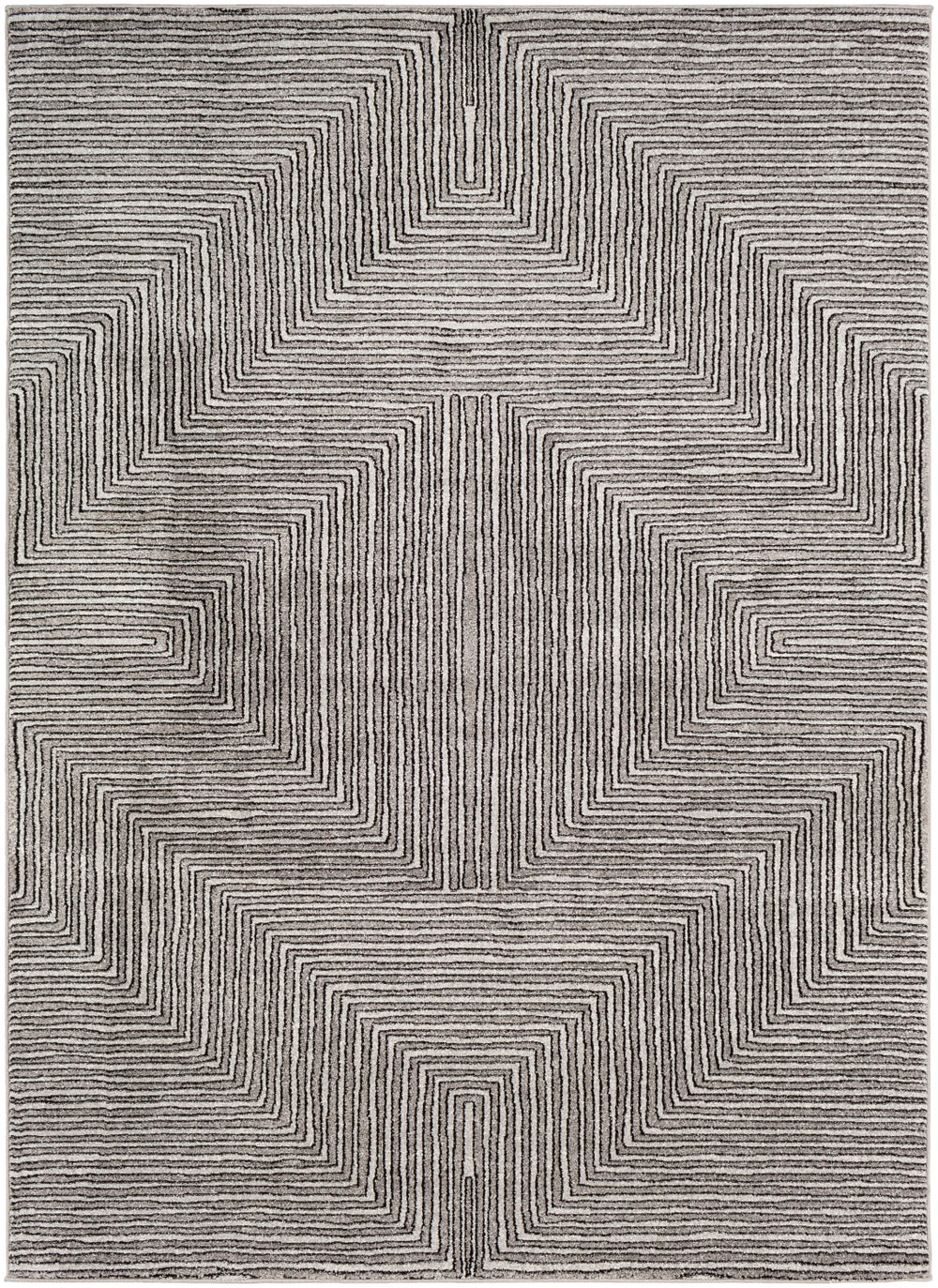 Nepali NPI-2316 Modern Polypropylene, Polyester Rug NPI2316-93123 Black, Medium Gray, Cream 85% Polypropylene, 37% Polyester 9' x 12'3"