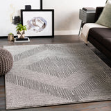 Nepali NPI-2316 Modern Polypropylene, Polyester Rug NPI2316-93123 Black, Medium Gray, Cream 85% Polypropylene, 37% Polyester 9' x 12'3"