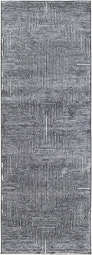 Nepali NPI-2317 Modern Polypropylene, Polyester Rug NPI2317-2773 Medium Gray, Cream, Black 85% Polypropylene, 37% Polyester 2'7" x 7'3"