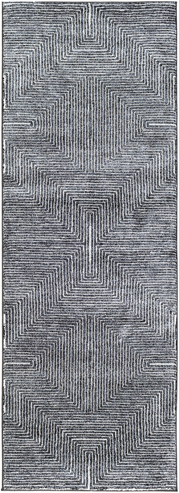 Nepali NPI-2317 Modern Polypropylene, Polyester Rug NPI2317-2773 Medium Gray, Cream, Black 85% Polypropylene, 37% Polyester 2'7" x 7'3"