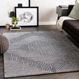 Nepali NPI-2317 Modern Polypropylene, Polyester Rug NPI2317-93123 Medium Gray, Cream, Black 85% Polypropylene, 37% Polyester 9' x 12'3"