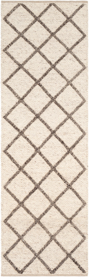 Napels NPL-2300 Modern Wool, Viscose Rug NPL2300-268 Cream, Dark Brown 70% Wool, 30% Viscose 2'6" x 8'