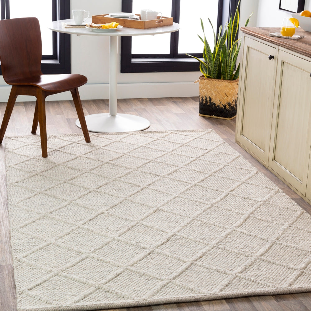 Napels NPL-2303 Modern Wool, Viscose Rug NPL2303-912 White 70% Wool, 30% Viscose 9' x 12'