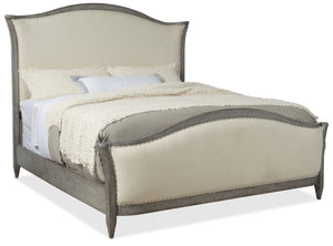 Hooker Furniture CiaoBella Casual Ciao Bella Queen Upholstered Bed- Speckled Gray in Poplar Solids, Plywood, Fabric Foam and Nailheads 5805-90850-96