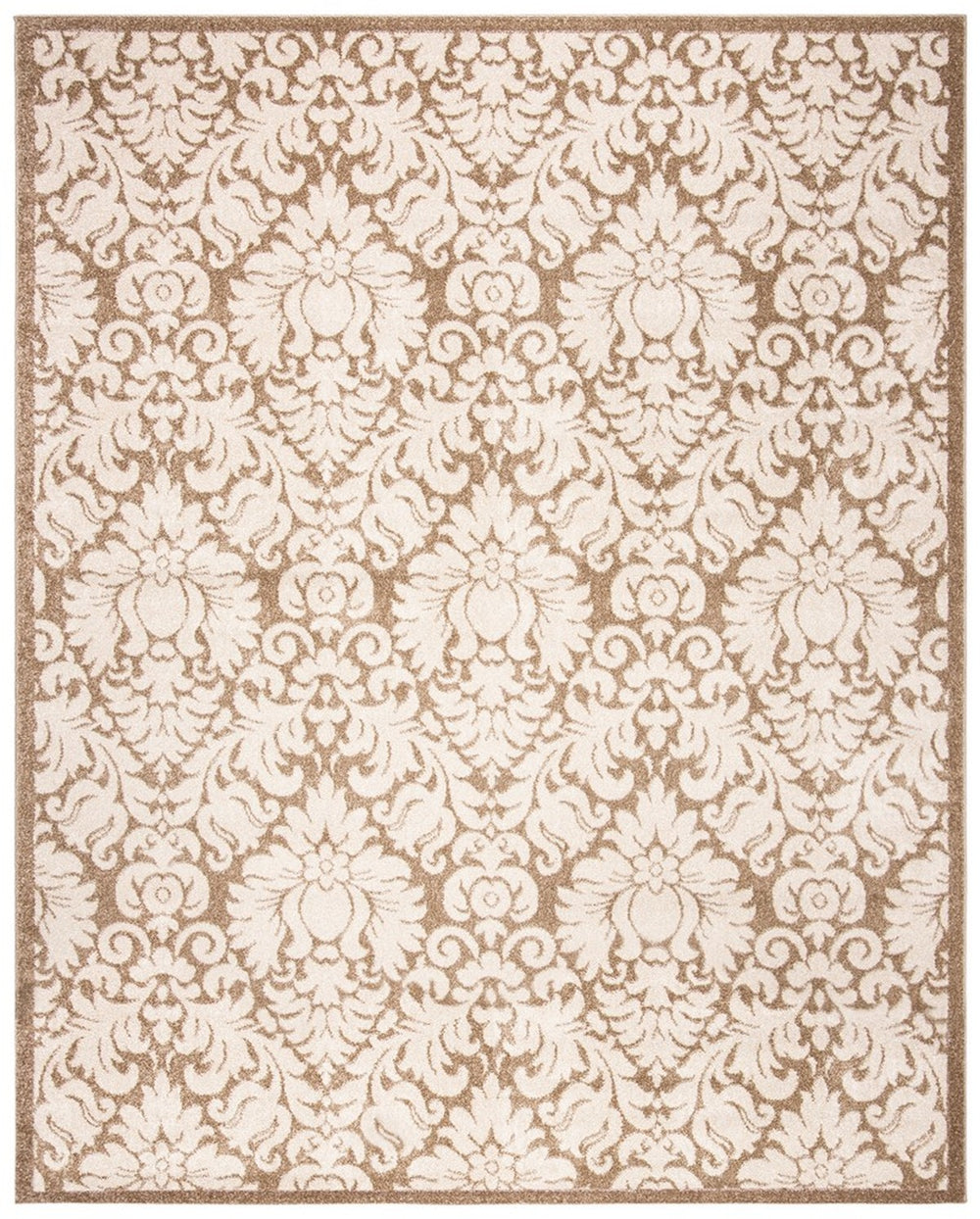 Newport Royal Damask  Power Loomed Polypropylene Rug Wheat / Cream